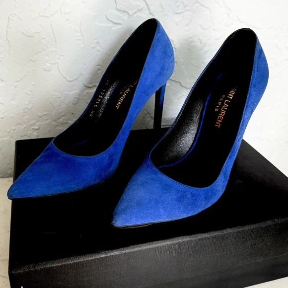 Yves Saint Laurent Blue Majorelle Paris Pump Size 37 - Picture 3 of 14
